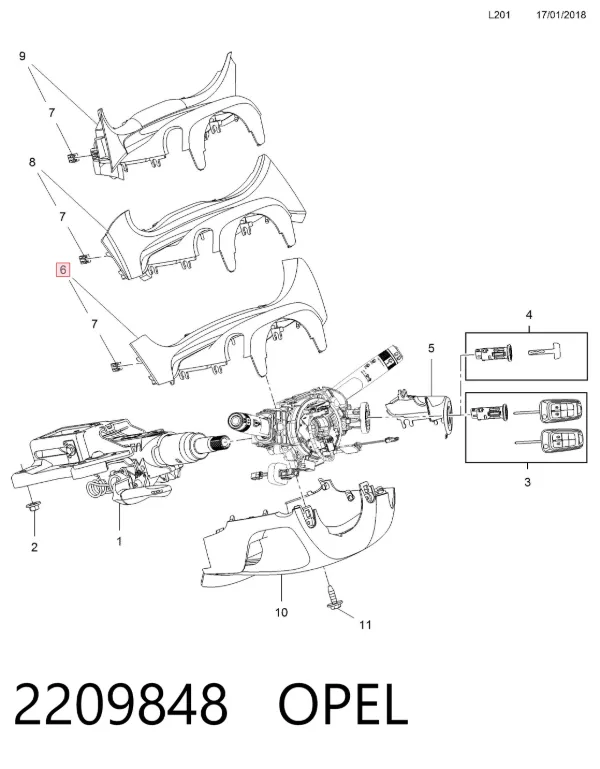 Cubierta protectora de la dirección 2209848 Opel