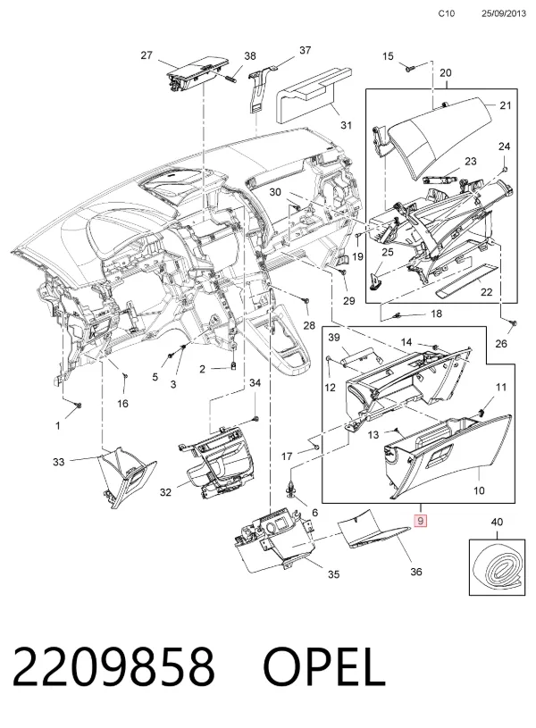Guantera 2209858 Opel