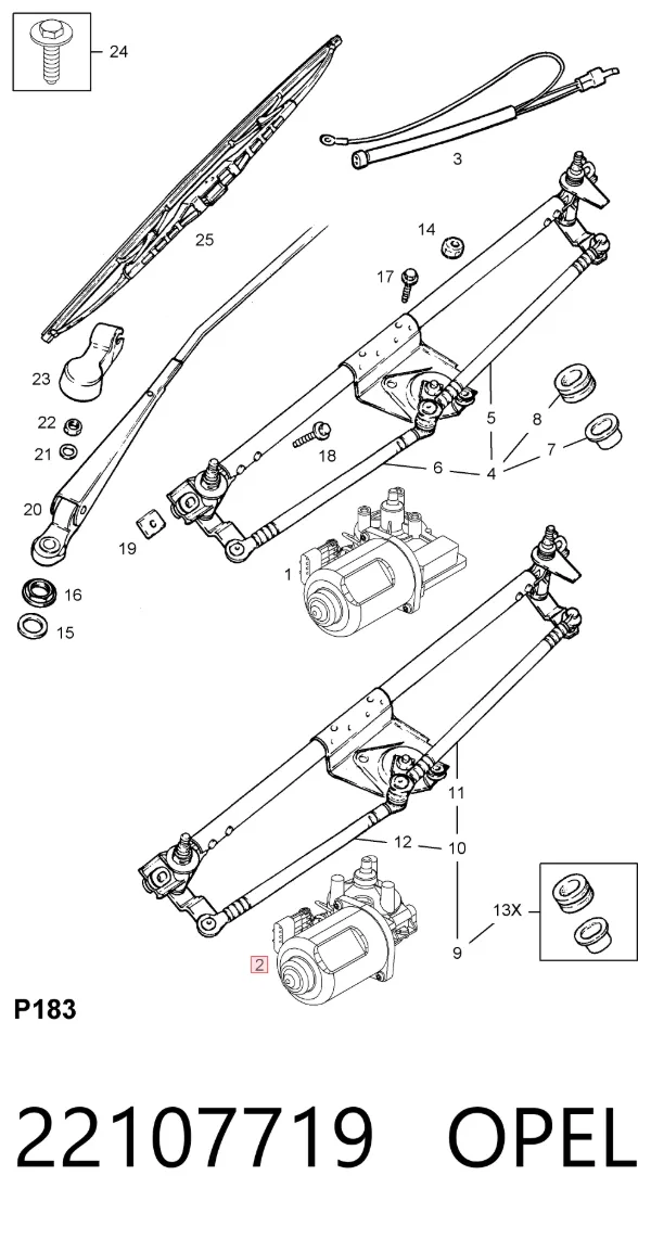 Motor limpiaparabrisas 22107719 Opel