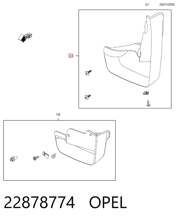Faldillas guardabarros traseros 22878774 Opel