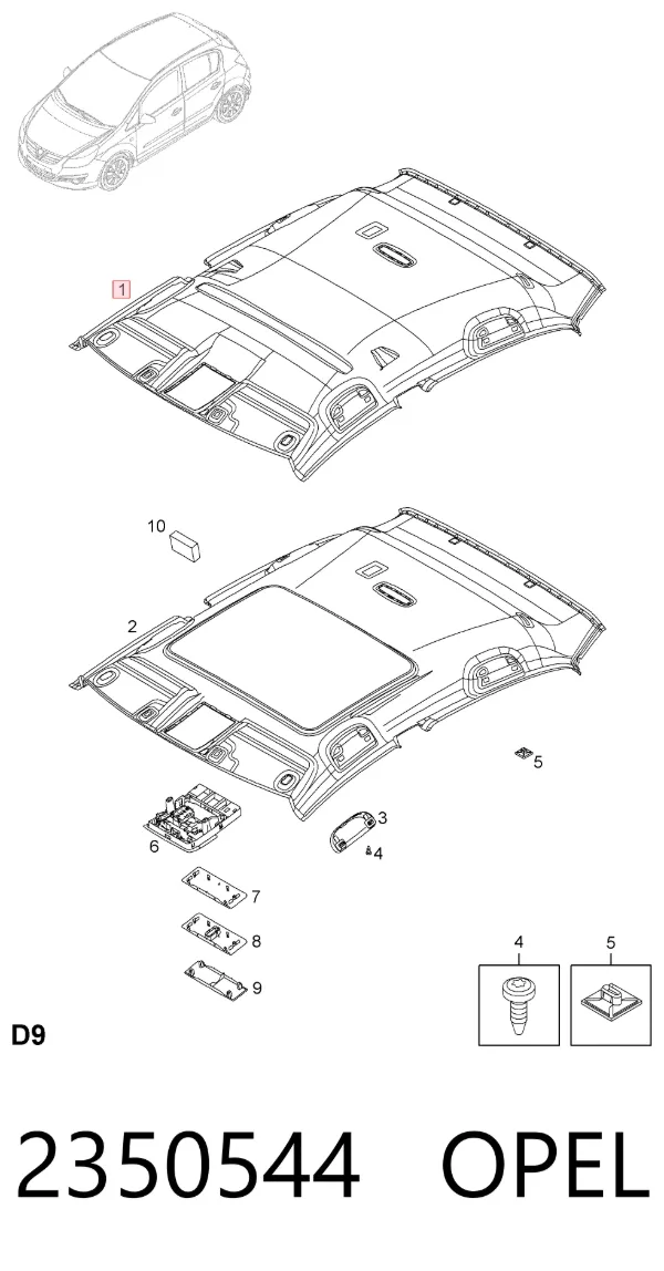 Techo interior 2350544 Opel