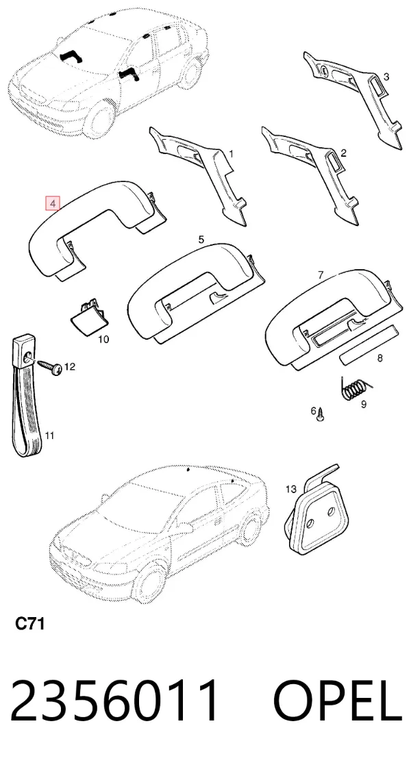 Asa de techo 2356011 Opel