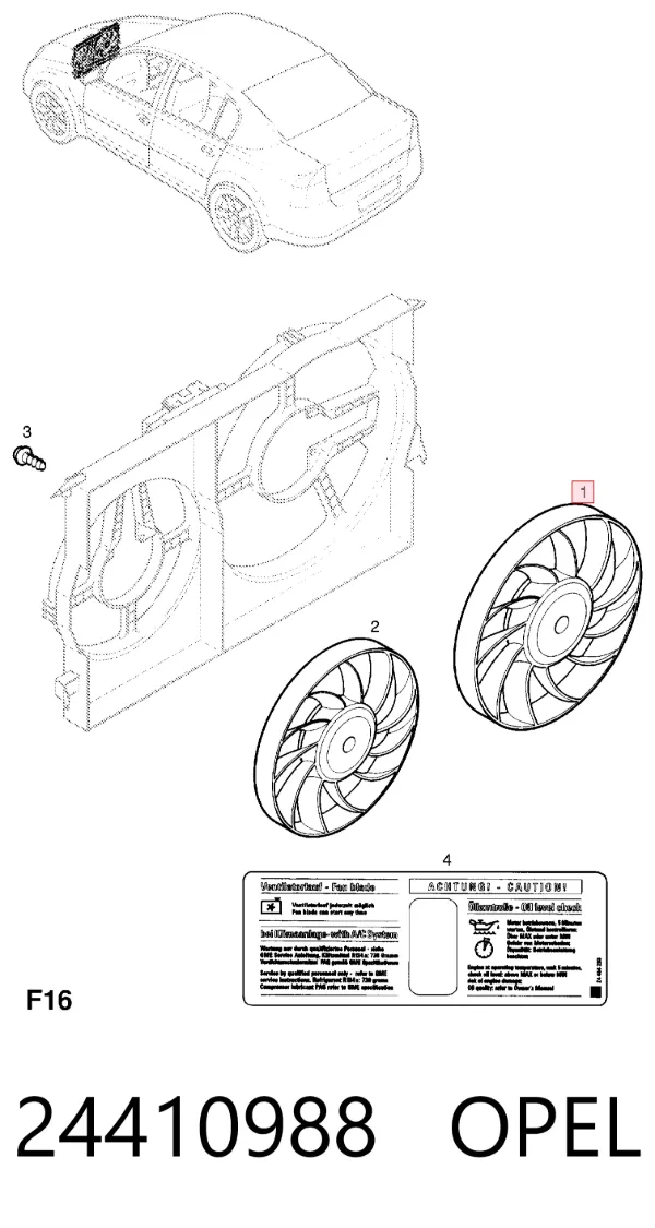 Ventilador del motor 24410988 Opel