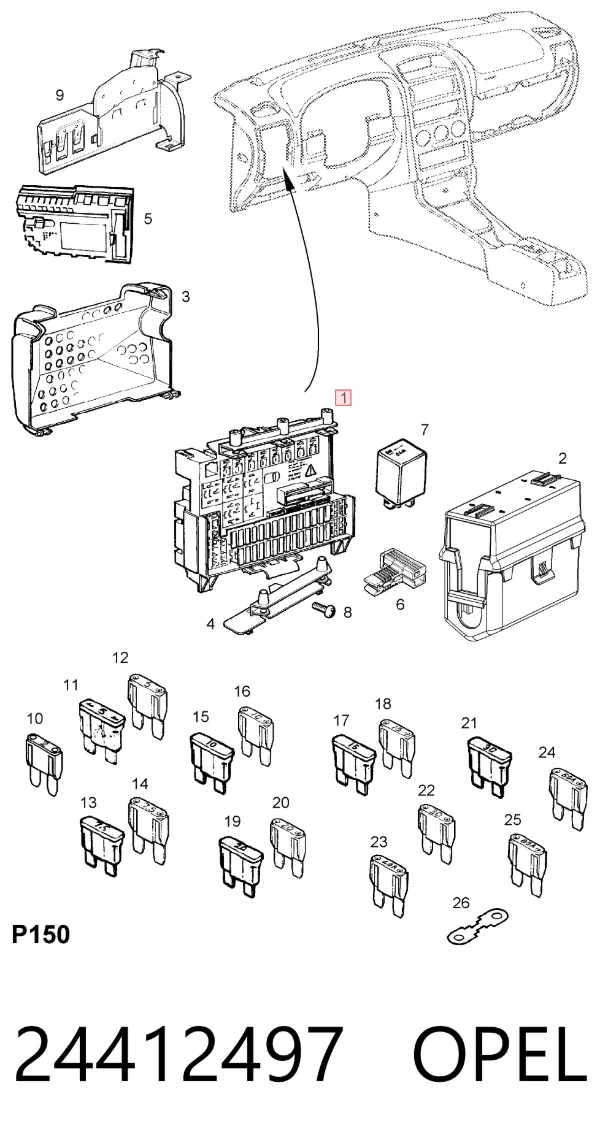 Caja de fusibles 24412497 Opel