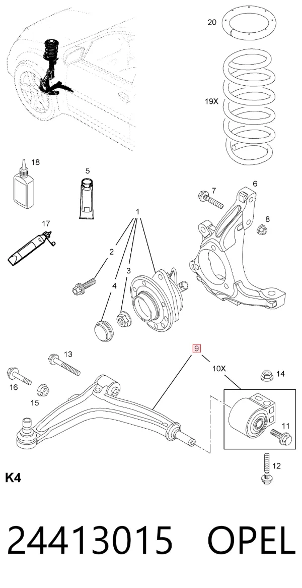 Brazo inferior izquierdo de la suspensión delantera 24413015 Opel