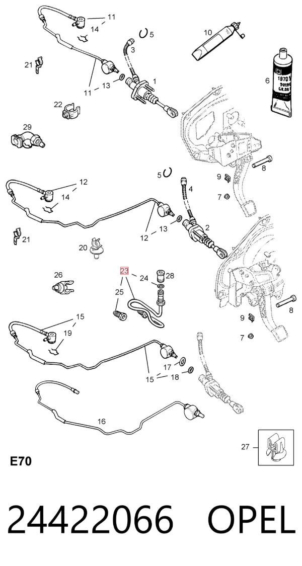 Latiguillo de embrague 24422066 Opel