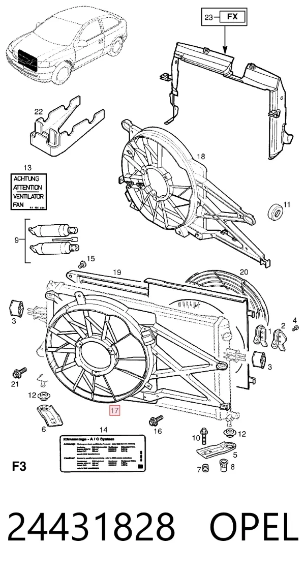 Ventilador de radiador 24431828 Opel