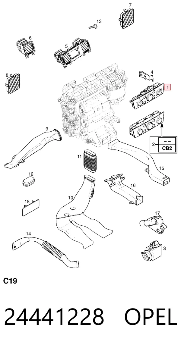 Unidad de control aire acondicionado 24441228 Opel