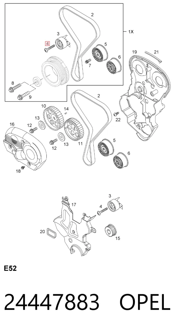 Soporte del tensor de la correa de distribución 24447883 Opel