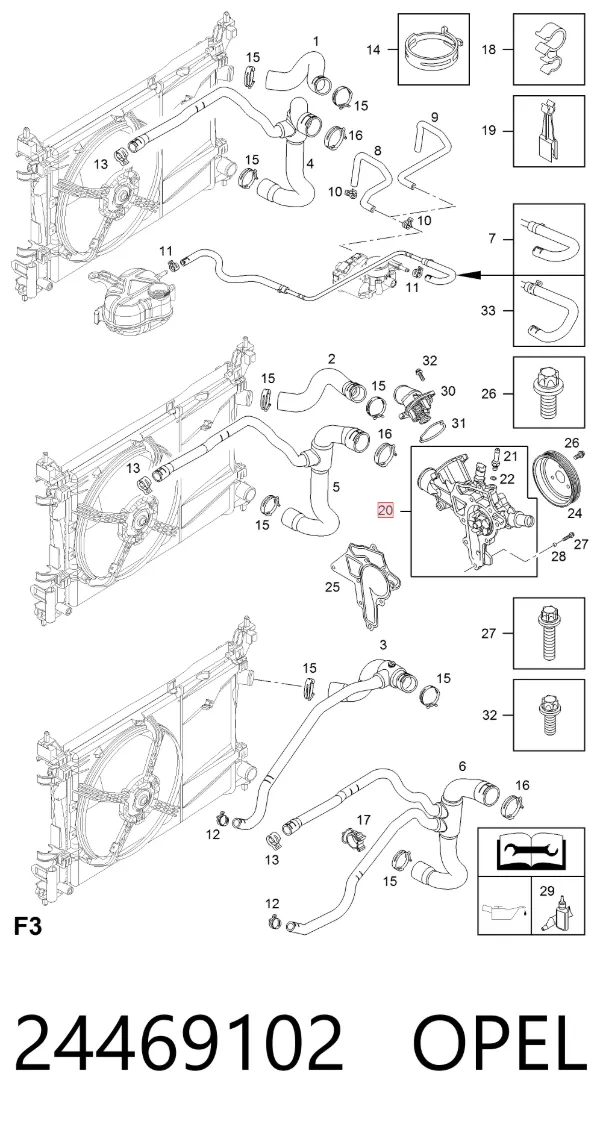 Bomba de agua 24469102 Opel
