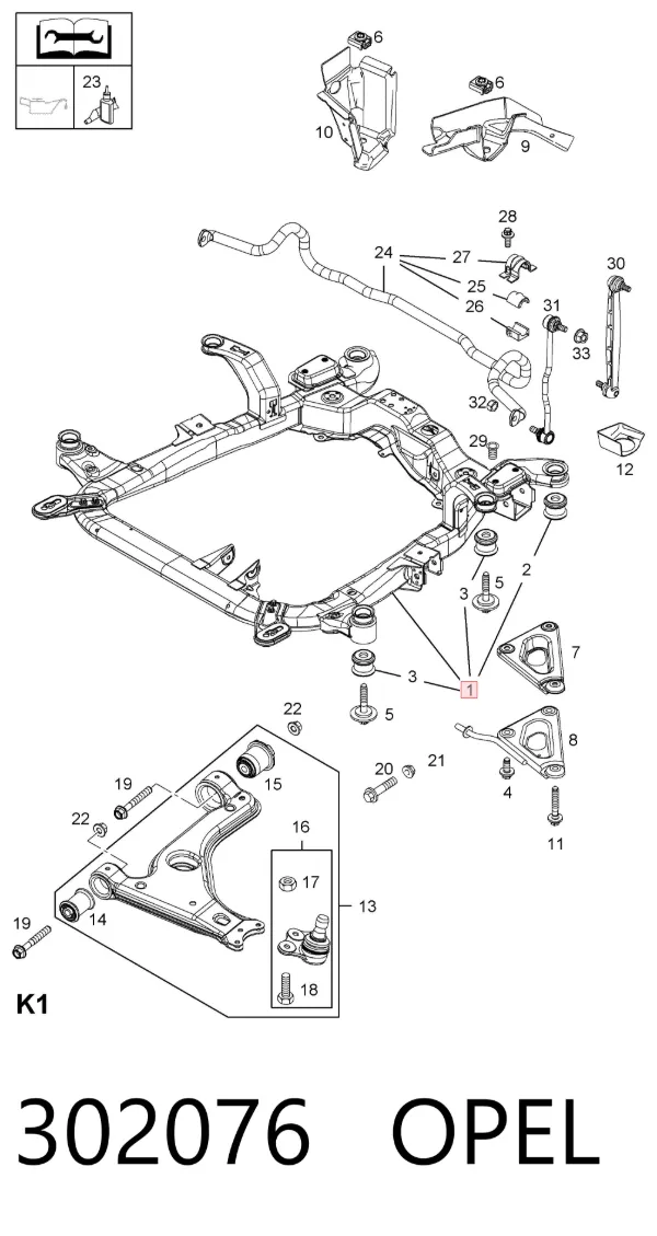 Puente delantero 302076 Opel