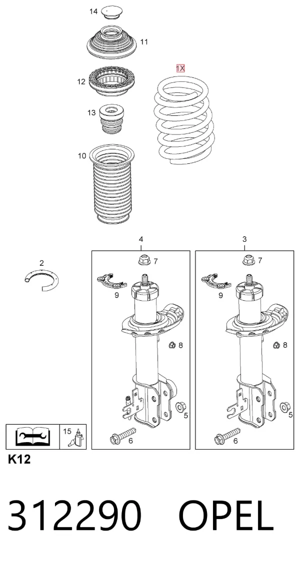 Muelle delantero 312290 Opel