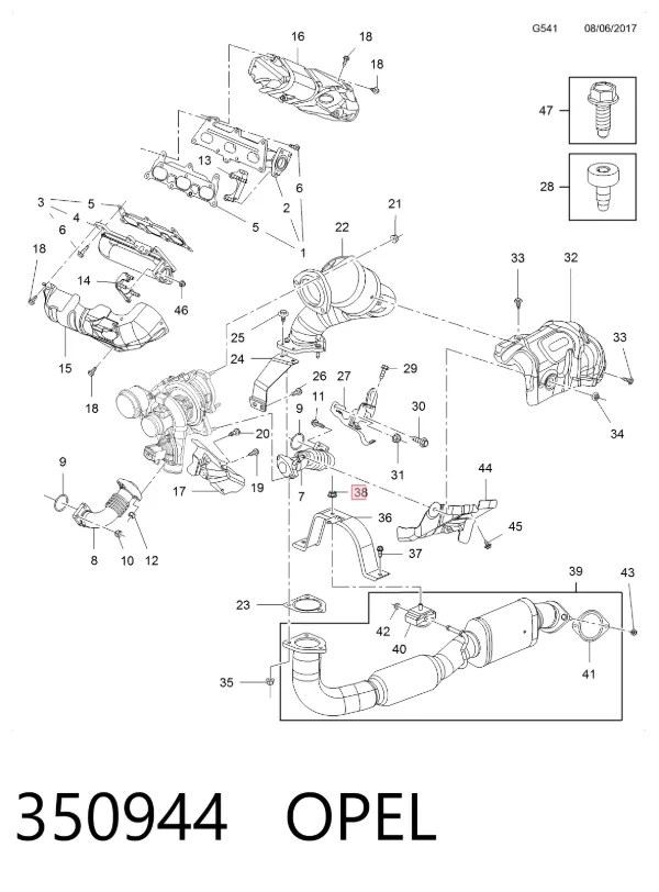 Tuerca del perno de fijación del brazo delantero inferior 350944 Opel
