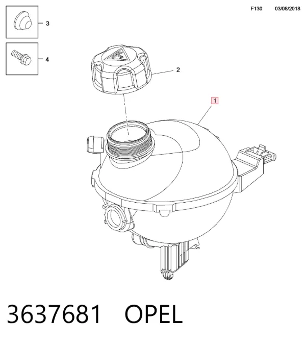 Vaso de expansión 3637681 Opel