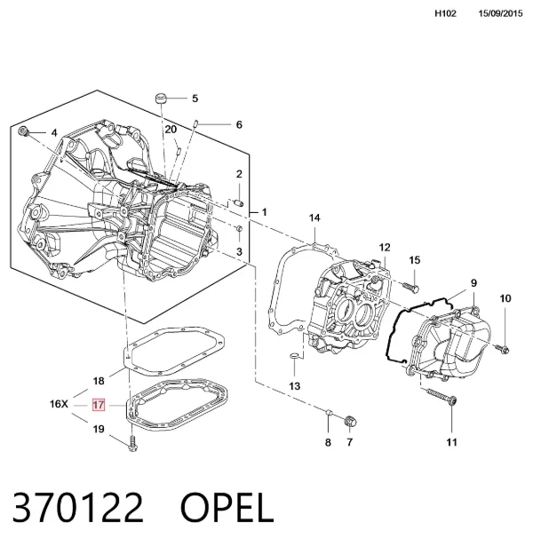 Cárter de transmisión automática 370122 Opel