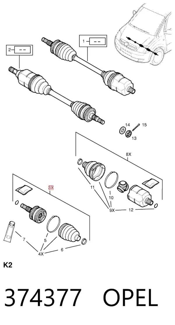 Junta homocinetica 374377 Opel