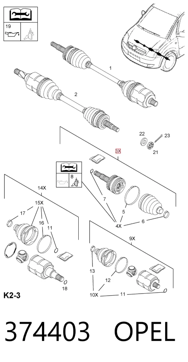 Junta homocinetica 374403 Opel