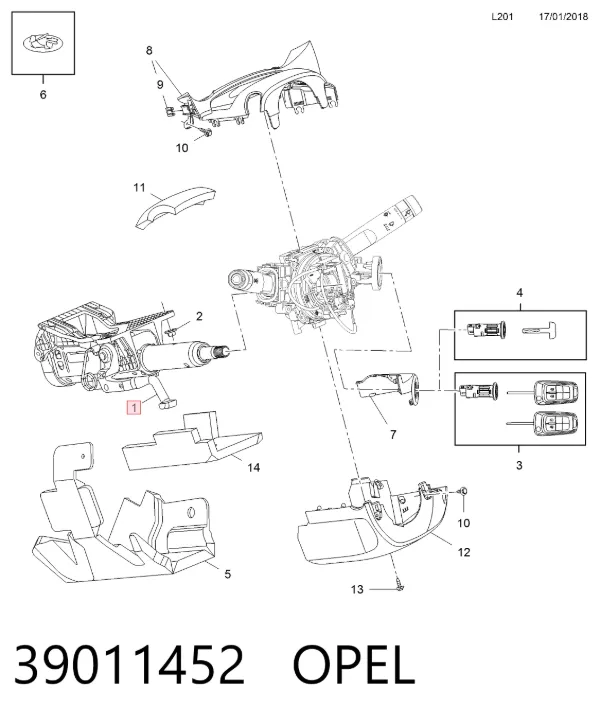 Columna dirección 39011452 Opel