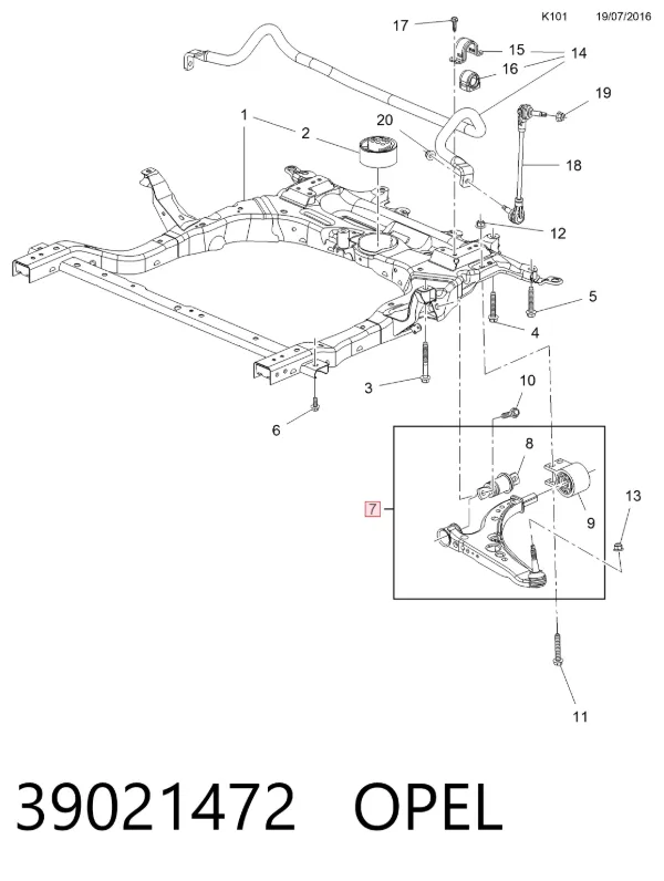 Brazo inferior izquierdo de la suspensión delantera 39021472 Opel