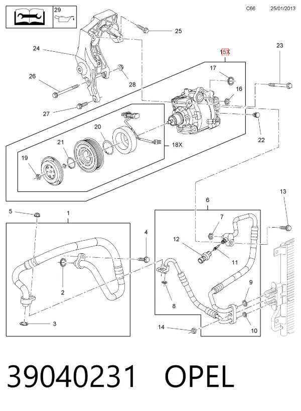 Compresor de aire acondicionado 39040231 Opel