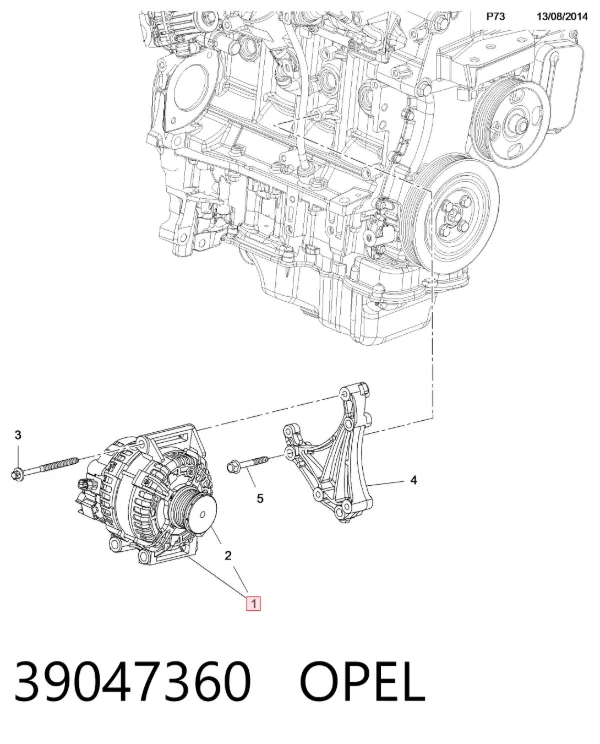 Alternador 39047360 Opel