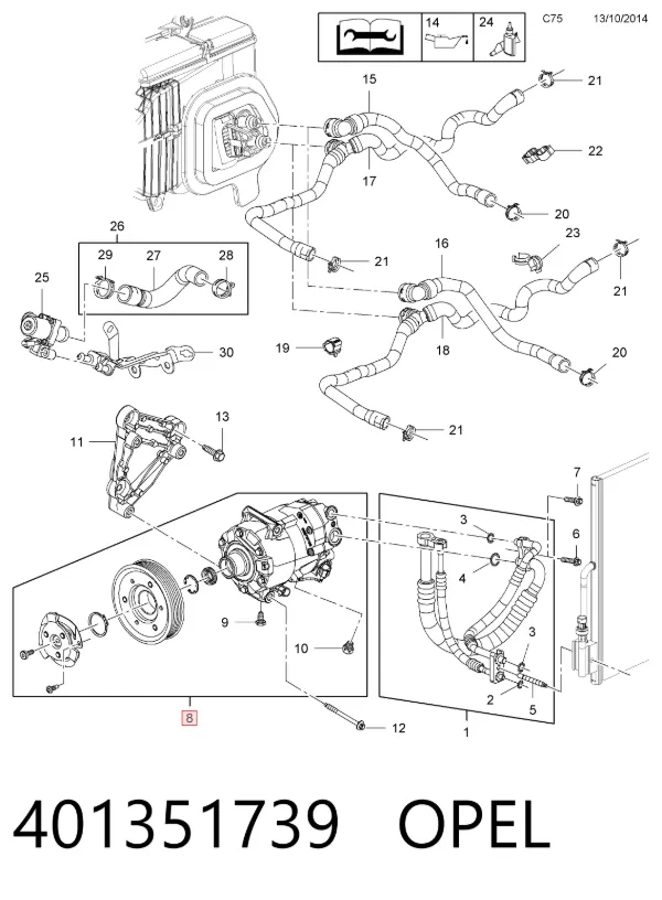 Compresor de aire acondicionado 401351739 Opel