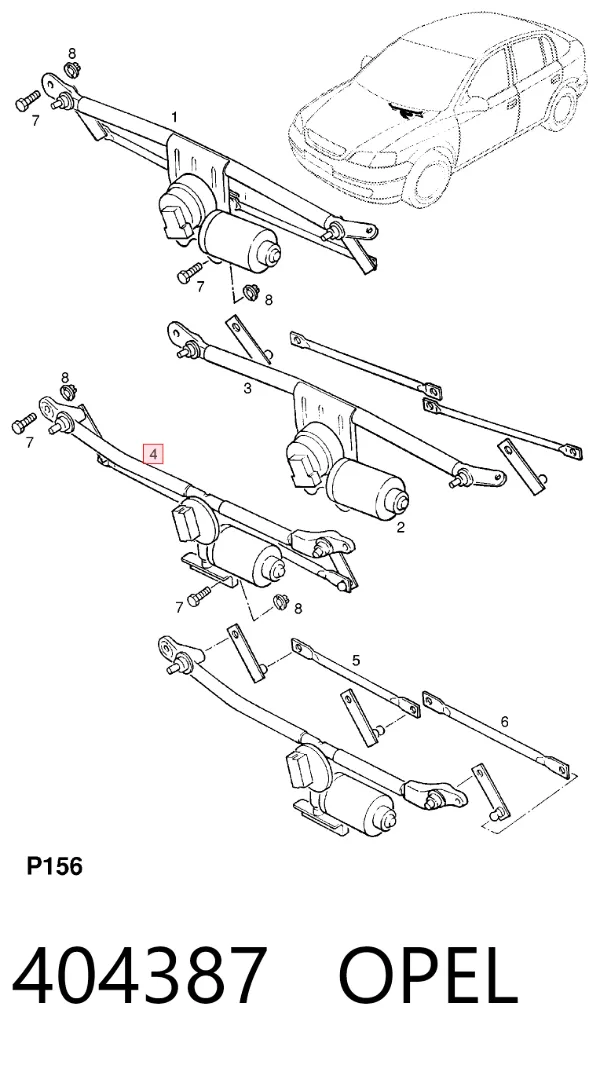 Varilla de limpiaparabrisas 404387 Opel