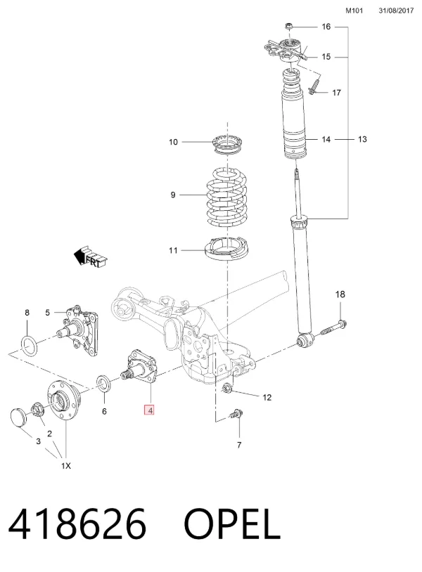 Mangueta trasera derecha 418626 Opel