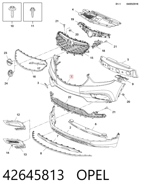 Paragolpes 42645813 Opel