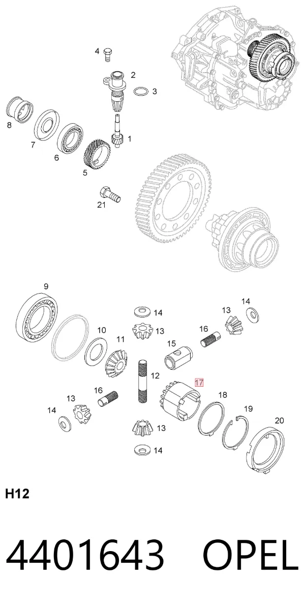 Satélite del diferencial 4401643 Opel