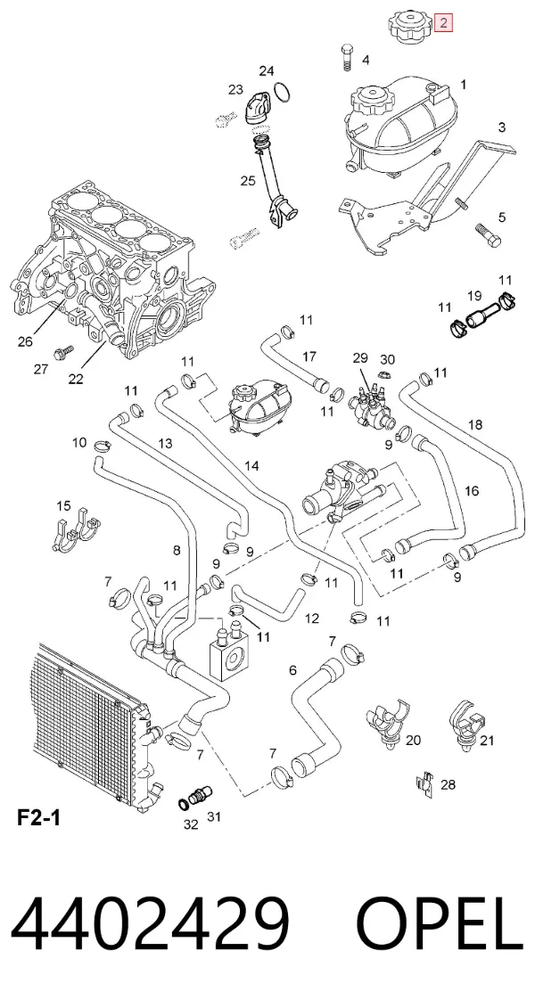 Tapón depósito de refrigerante 4402429 Opel