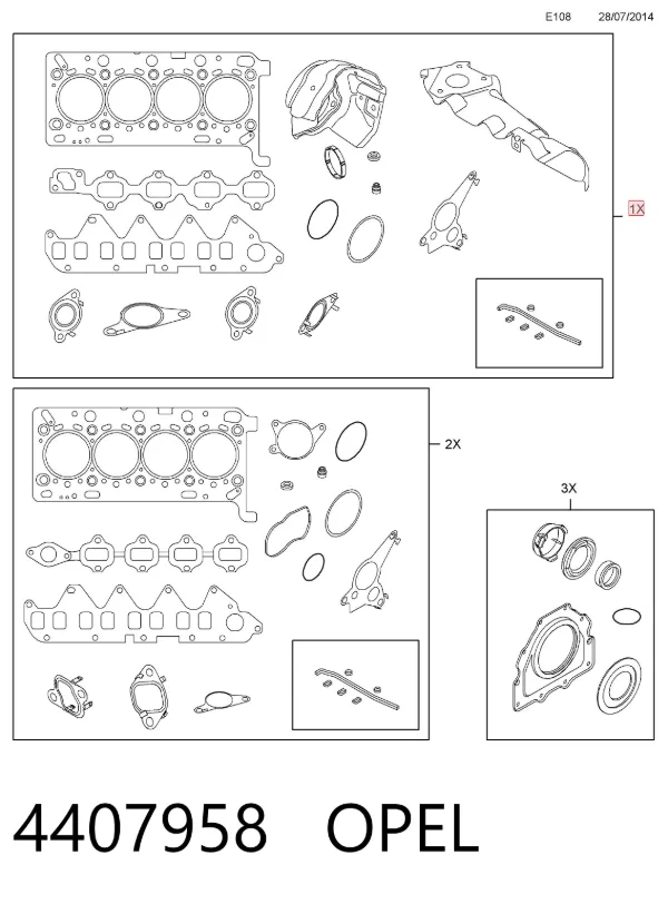 Juego de juntas superiores de motor 4407958 Opel