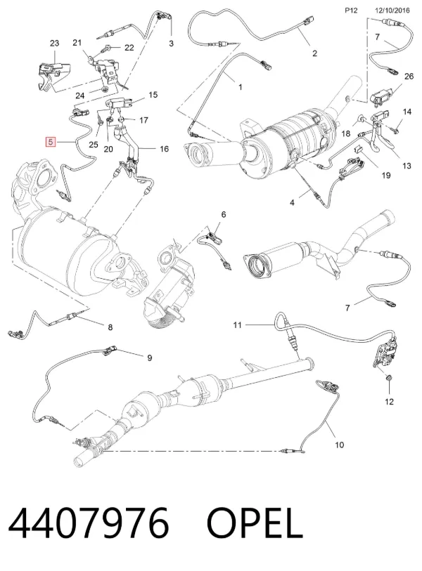 Sensor de temperatura de gases de escape del filtro de partículas 4407976 Opel