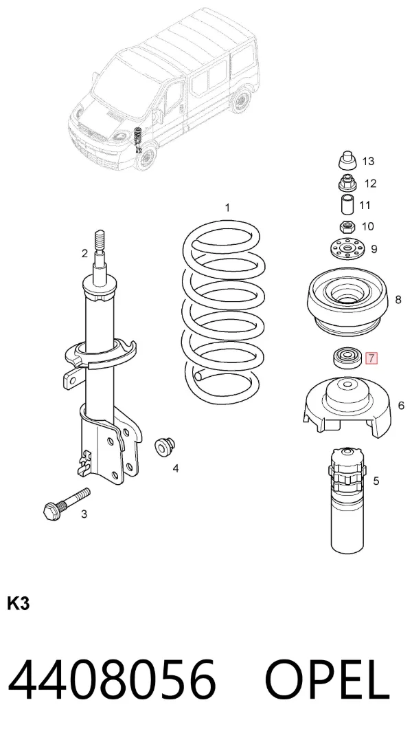 Rodamiento de soporte del amortiguador delantero 4408056 Opel