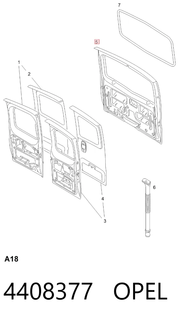 Puerta trasera 4408377 Opel