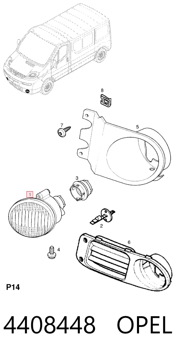 Faro antiniebla derecho 4408448 Opel