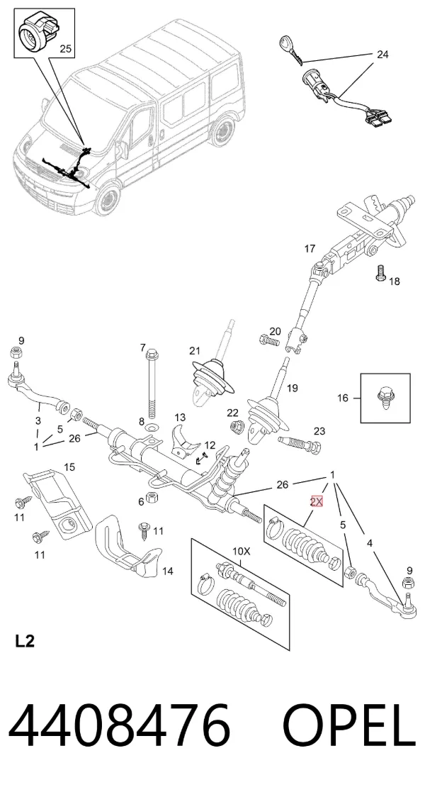 Fuelle dirección 4408476 Opel