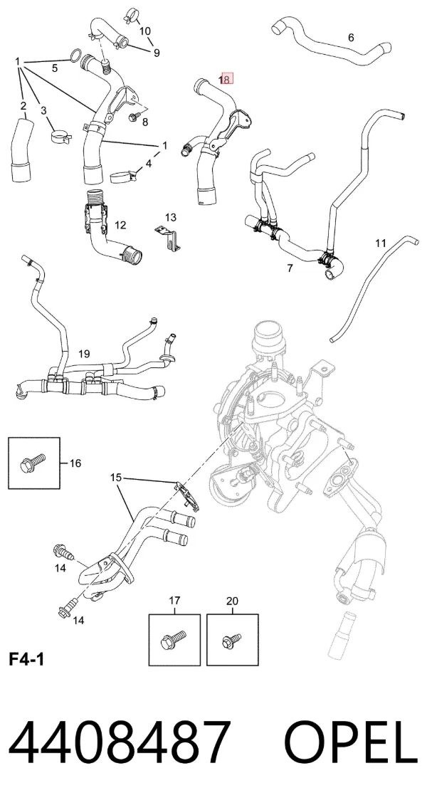 Manguera radiador 4408487 Opel
