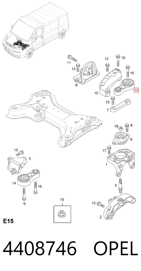 Soporte de motor trasero 4408746 Opel