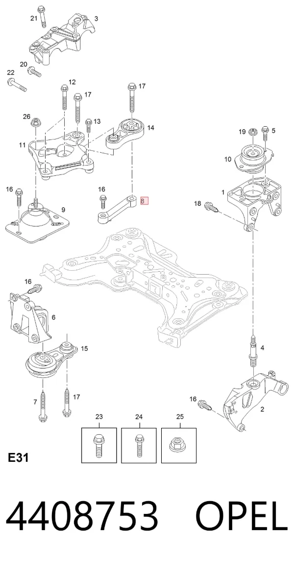 Soporte derecho del motor 4408753 Opel
