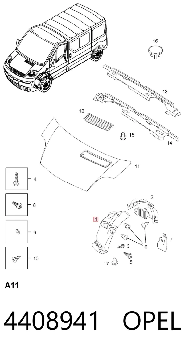 Guardalodos interior delantero derecho 4408941 Opel