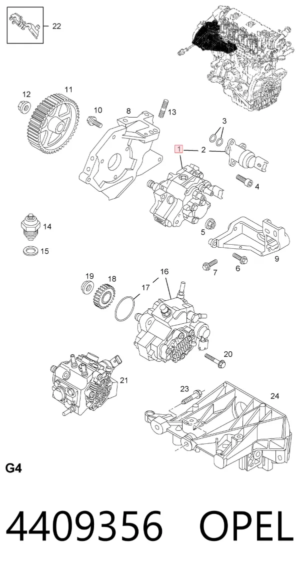 Bomba inyectora 4409356 Opel