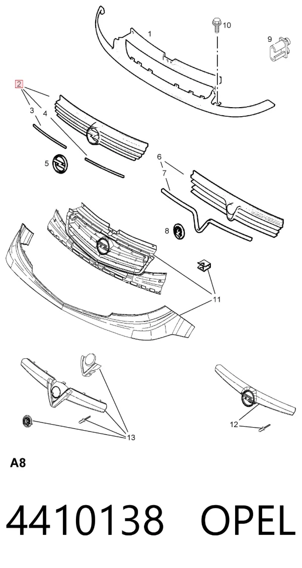 Parrilla Opel Vivaro A