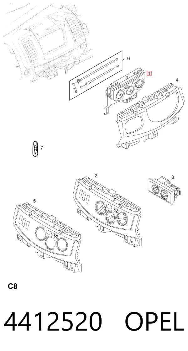 Unidad de control aire acondicionado 4412520 Opel