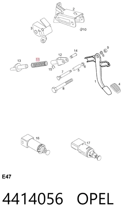 Resorte del pedal de embrague OPEL 4414056