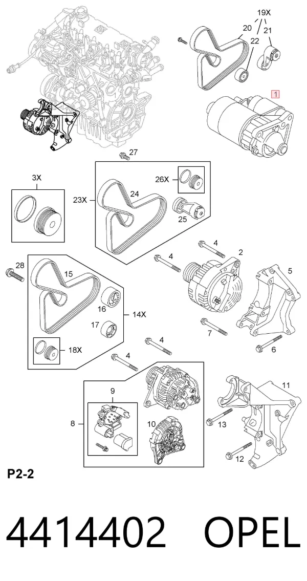 Motor de arranque 4414402 Opel