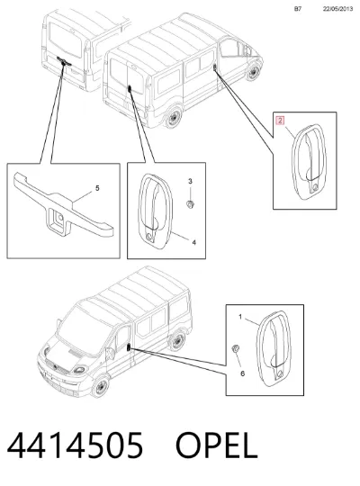 Manija exterior izquierda de puerta corrediza OPEL 4414505