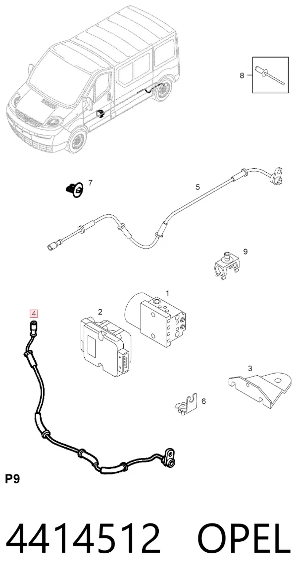 Sensor ABS 4414512 Opel
