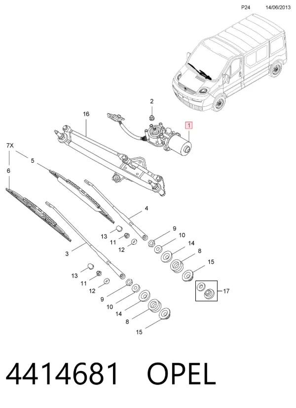Motor limpiaparabrisas 4414681 Opel