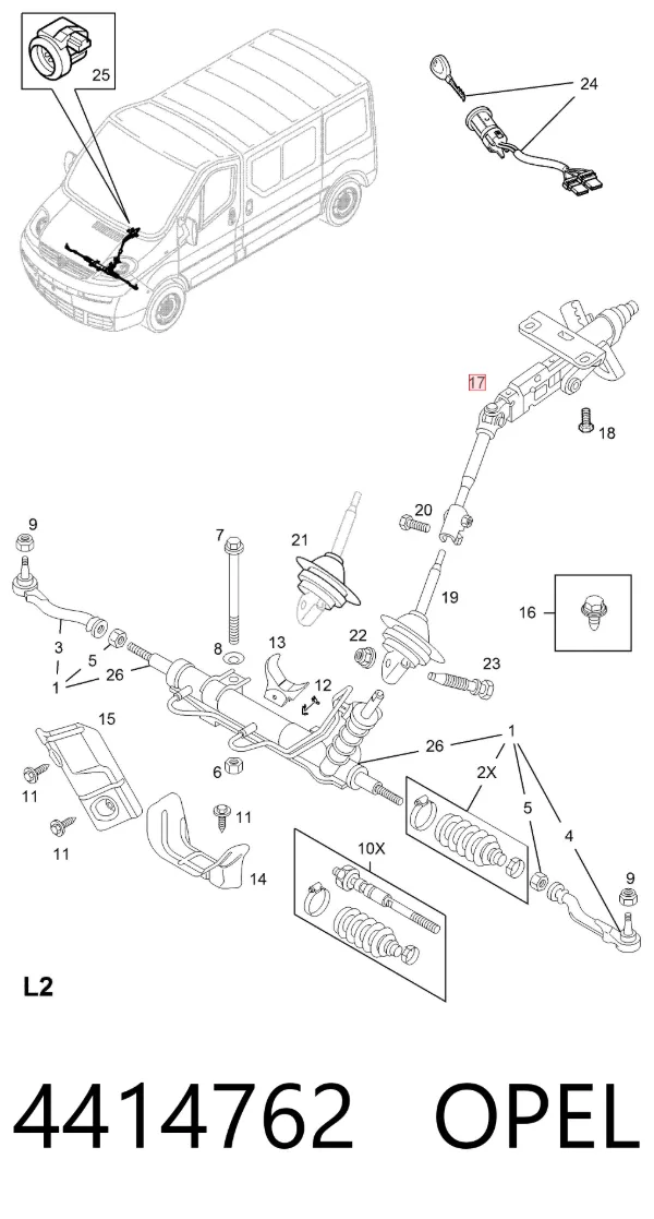 Columna dirección Opel Vivaro A
